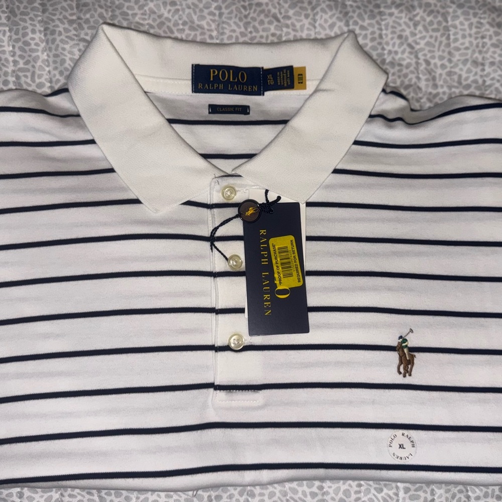 Polo by Ralph Lauren White and Black Striped Polo Shirt